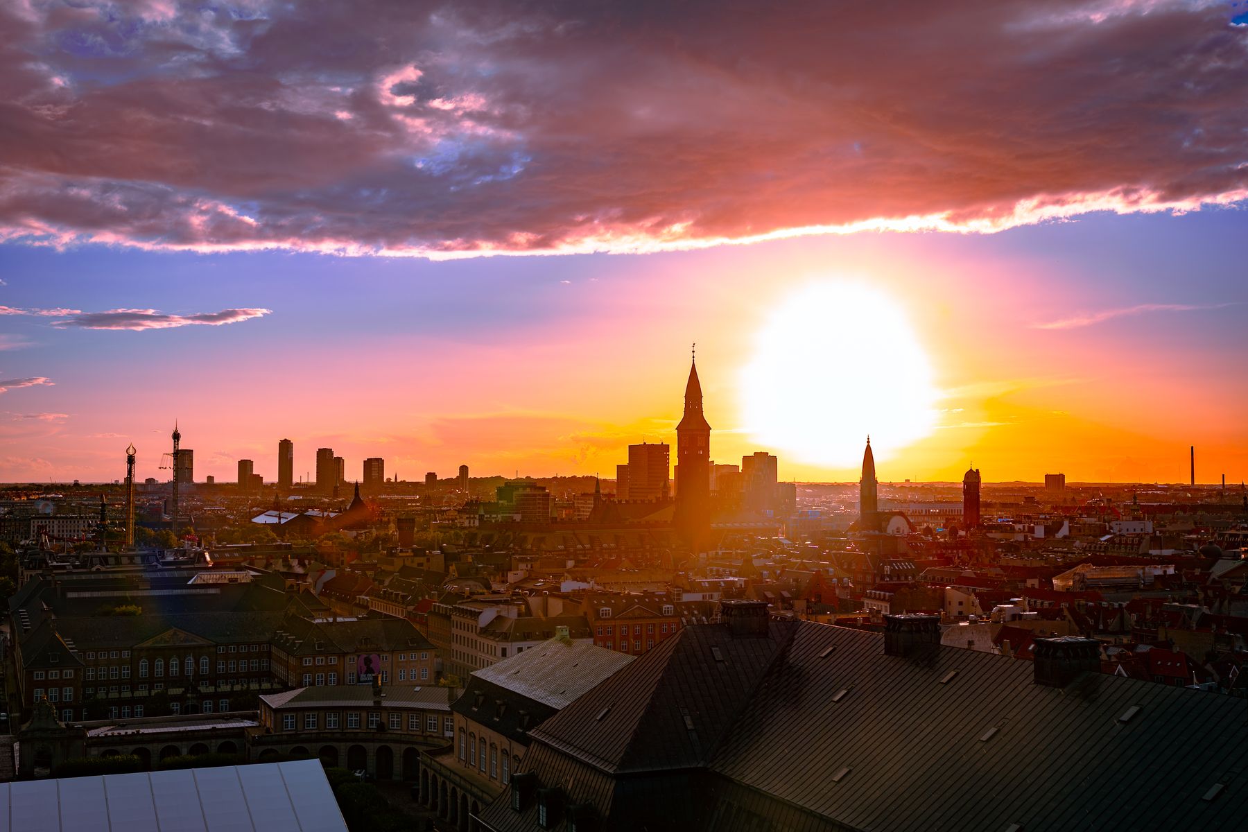 Surreal Sun Over Cityscape